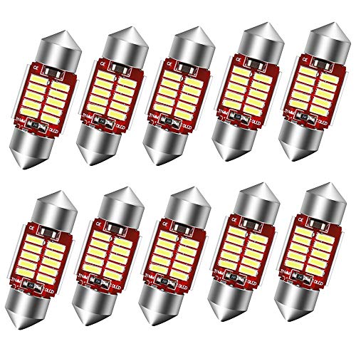 

Светодиодная комнатная лампа NAKOBO T10 x 31 мм, стабильный поток, совместима с напряжением 12–24 В, встроенный компенсатор, неполярная, 2 Вт, элемент 4014, срок службы 50 000 часов, белый,