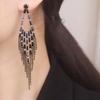 Elegant Black Zircon Long Tassel Earrings - 925 Silver Needle for Evening Gowns