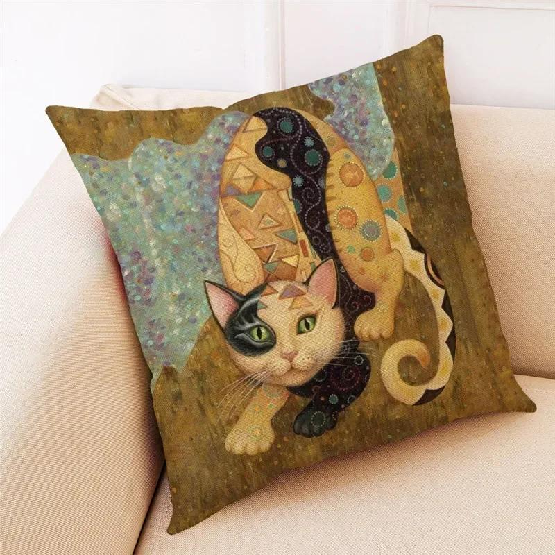 Polštářový povlak v severském stylu s olejomalbou páva 45x45cm Bavlněný lněný povlak na polštář na pohovku, Povlak na polštář pro domácí dekoraci