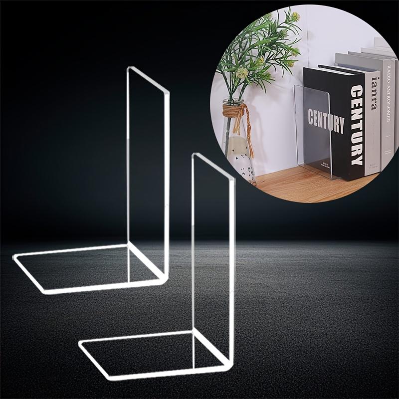 1pc Acrylic Bookends Stand Bookshelf Desktop Decorative Storage Rack