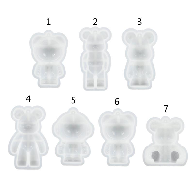 Shiny Glossy Bear Astronaut Ornaments Silicone Epoxy Resin Mold DIY Keychain Pendant Jewelry for Valentines Gift Craft