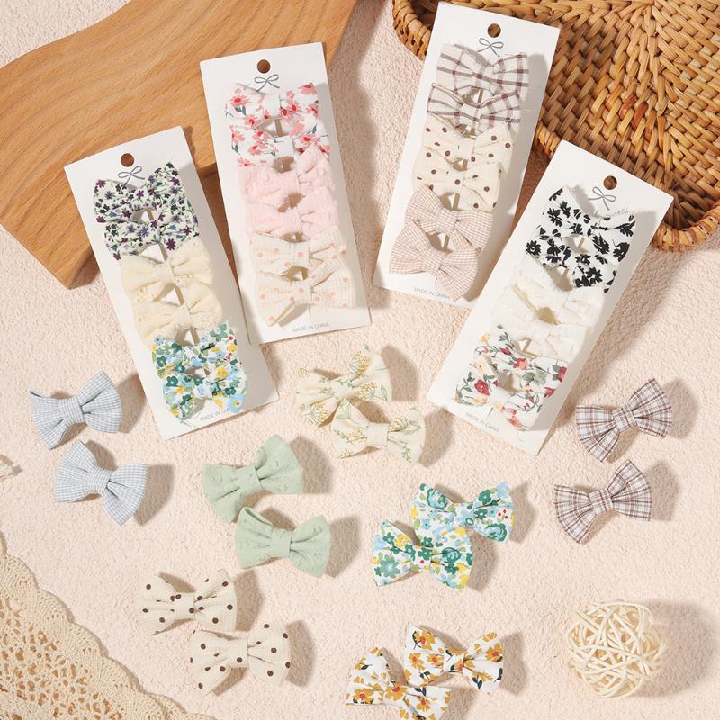1 Set Fabric Printed Bow Hair Clips Suitable Children Girls Teenagers Party Decoration Clips Girls Baby Hair Accessories Gifts
