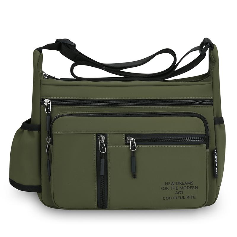 Men's Crossbody Bag Large Capacity Waterproof Shoulder Travel Bag Business Nylon Zipper Soft Backpack with Bottler Holder