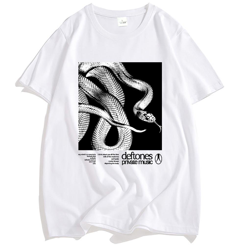Soukromý hudební seznam skladeb Trička Deftones Rocková kapela Potisk Tričko Bavlna Volné Krátký rukáv Tričko Ženy Muži Unisex Streetwear