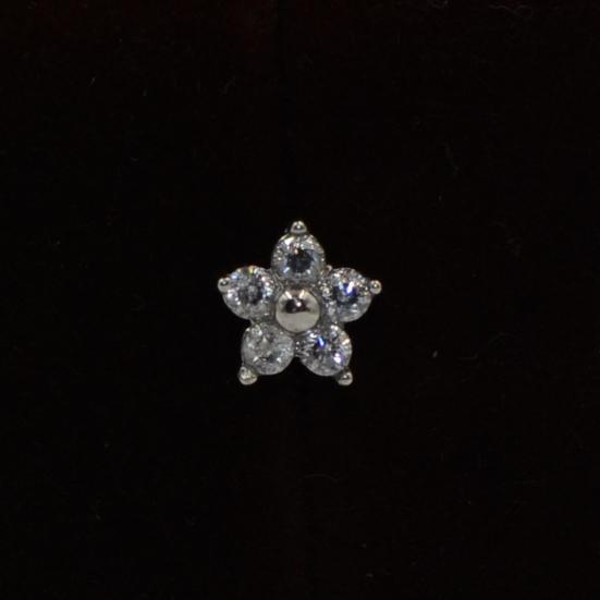 1Pc Women Titanium Steel Faux Opal Flower Labret Lip Ring Ear Stud Helix Jewelry