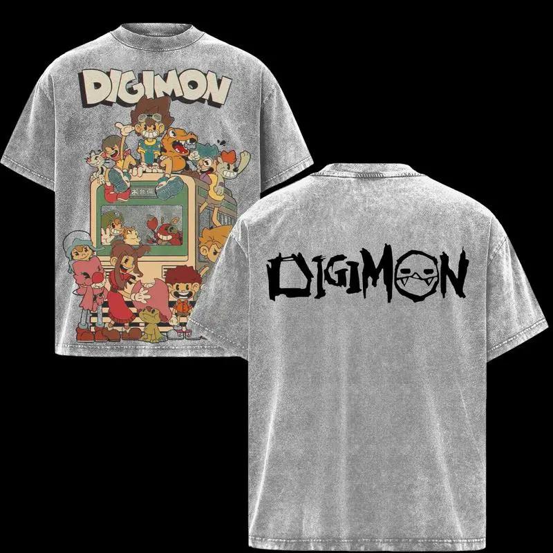 

Digimon Agumon Anime Printed Tee Men Women Washed Cotton T-shirts Manga Vintage T Shirt Harajuku Male Short Sleeve Casual Tshirt S серый