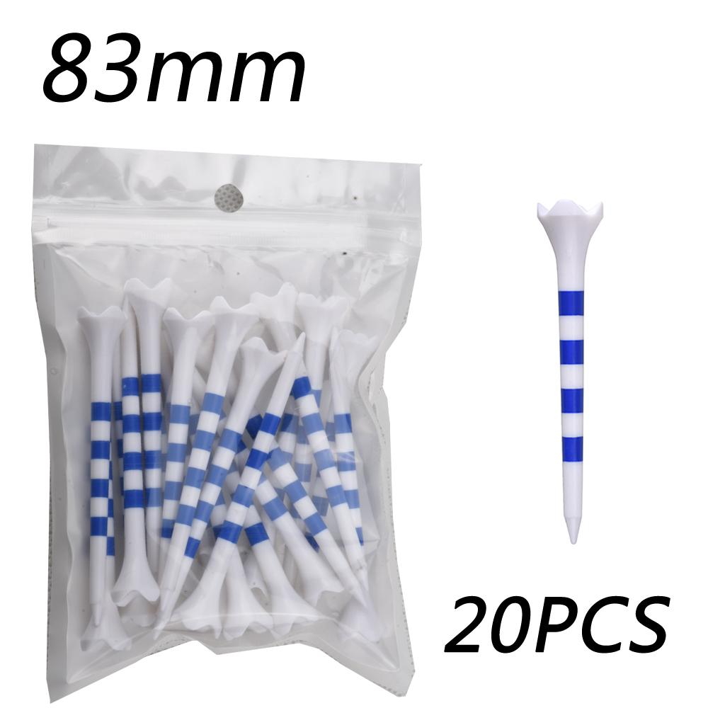 20pcs/Bag Plastic Golf Tee With Red/Black/Blue/Pink/Green Stripe Marking, Durable, Golf Supplies