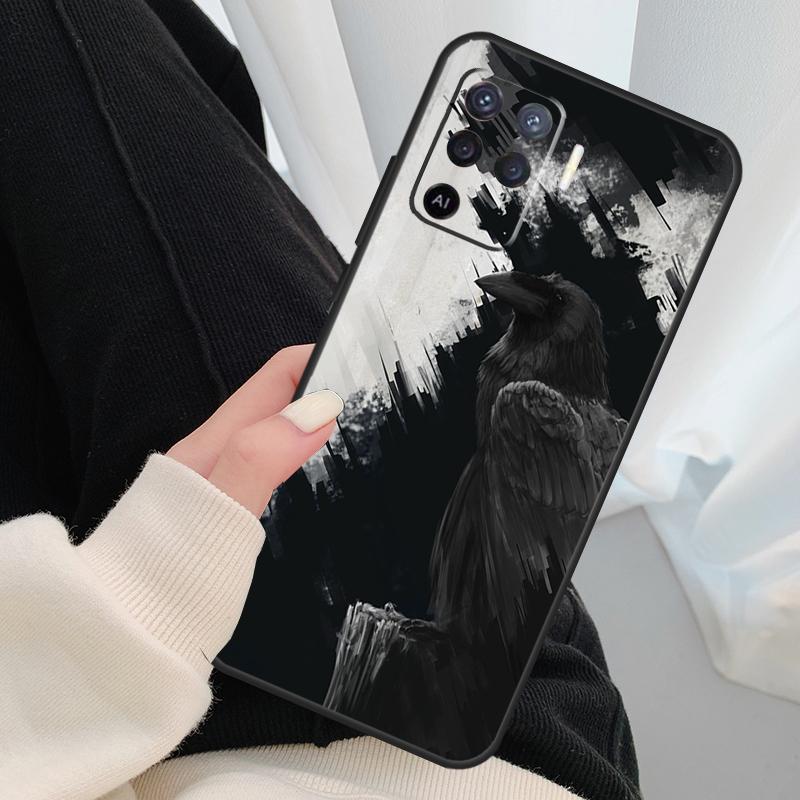 Crow Raven Dark Skull Case For OPPO A15 A16 A1K A54 A74 A94 A52 A72 A83 A91 A93 A53S A5 A9 A31 A53 2020 Cover