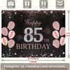 85-year-old rose gold birthday party banner, suitable for indoor and outdoor birthday background decoration