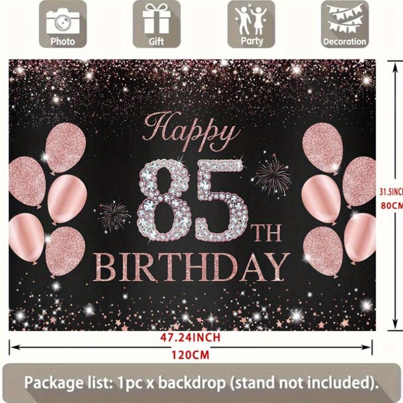 85-year-old rose gold birthday party banner, suitable for indoor and outdoor birthday background decoration
