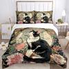 3pcs Black and White Cat Bedding Set, Includes 1 Quilt Cover and 2 Pillowcases, Comfortable Bedding with Stylish Design for Bedroom