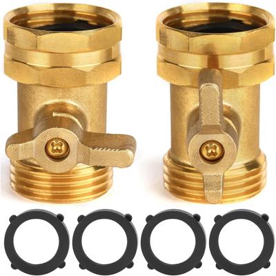Garden Hose Shut Off Valve -Handle - 3/4" Heavy Duty Solid Brass Hose Connector Water Shut Off Valve Hose Shutoff Valve with 4 Pcs Hose Washers