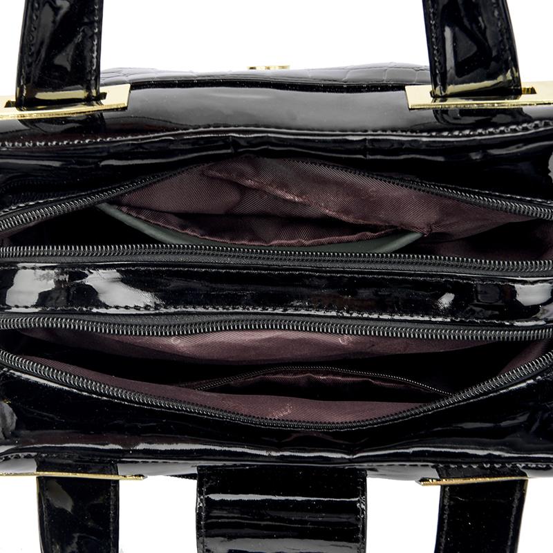 Glossy Crocodile Texture Handbag with Square Buckle Design for Women Daily Office Use Chic Elegant Style