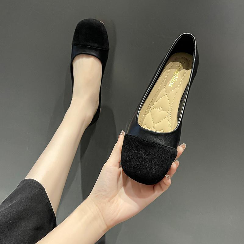 Fashion Versatile Women's Flats Shoes Soft Sole Low Heel New 2024 Autumn Style One-step Bean Shoes Perfect Skirts