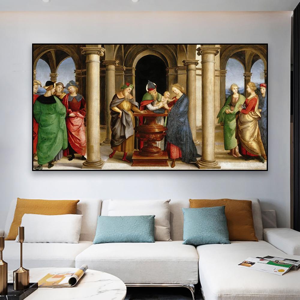 Classical Oil Painting Poster Oddi Altarpiece – Presentation In the Temple Prints Raffaello Santi Canvas Painting Gallery Decor