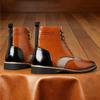 Luxury Designer New Men Pointed Mixed Leather Motorcycle Casual Oxford Ankle Boot Male Brand Winter High Tops Shoes