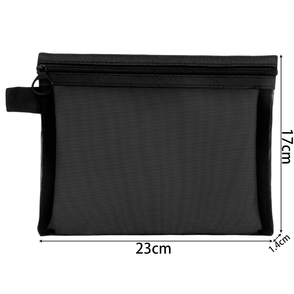 3pcs Black Nylon Mesh Cosmetic Bag Zipper Toiletry Organizer Makeup Bags Multifunctional Women Lipstick Key Coin Purse Pouch