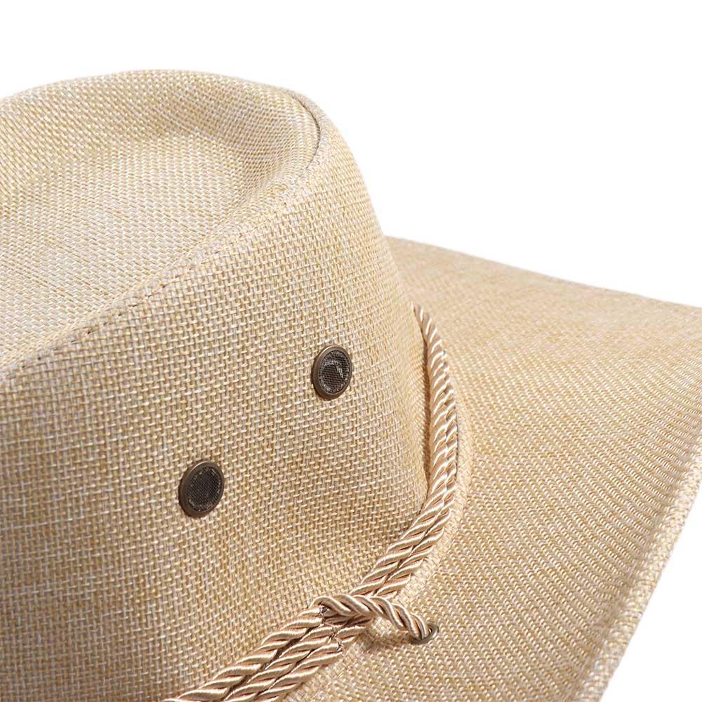Linen Western Cowboy Hat Beach Cap Beach Sunscreen Cap Casual Summer Sun Hat  Beach
