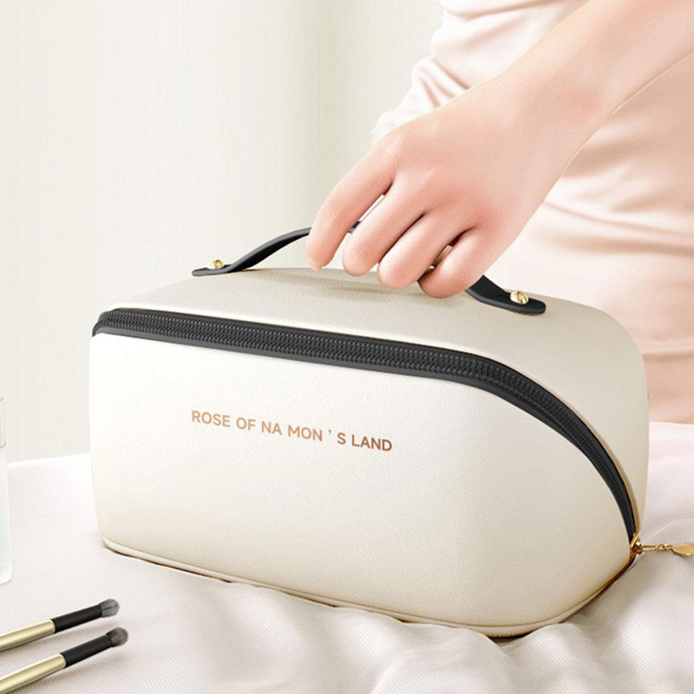 Large Capacity Cosmetic Bags for Women Waterproof Portable Pouch Open Flat Toiletry Bag Pattern Make Up Bag Makeup Travel Bag