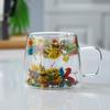 Real Flower Double-Layer Glass High Value Gift Coffee Cup High Borosilicate Simple Cup