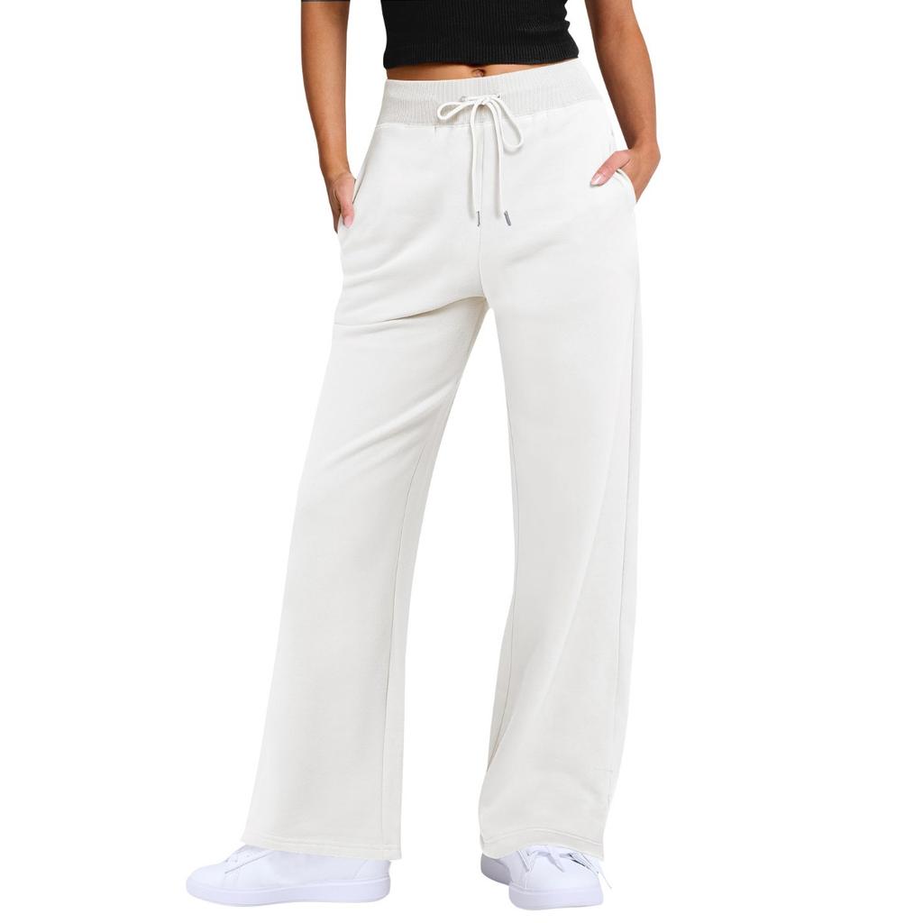 Fall Winter Women's High Waist Drawstring Solid Color Casual Sweatpants Leisure Leisure Long Pants