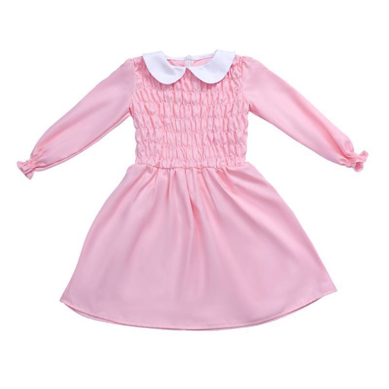 Stranger Things Eleven Cosplay Pink Dress With Polyester Fabric For Kids And Adults