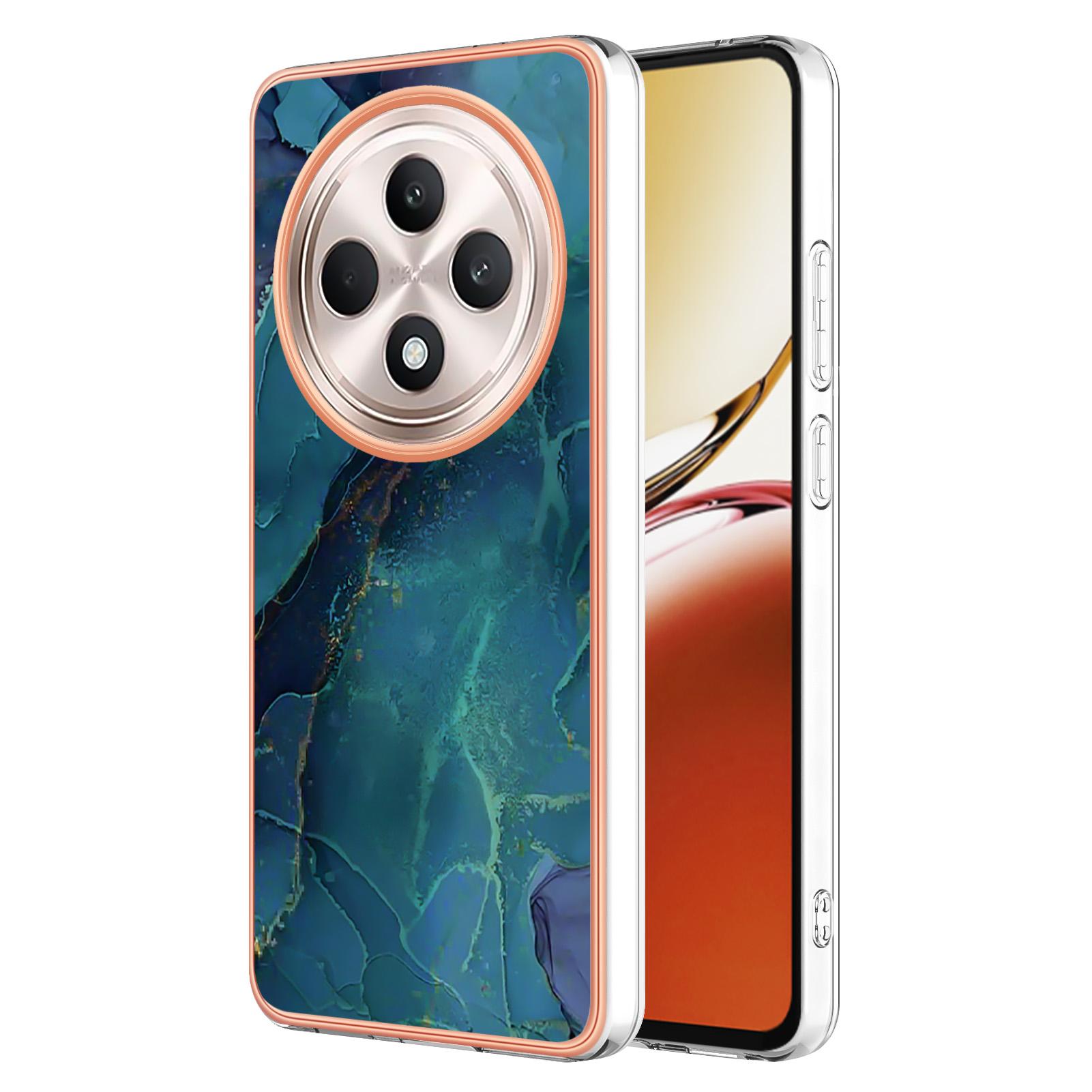 

Для Oppo Reno12 F 4G/Oppo Reno12 F 5G Чохол з ТПУ Мармуровий візерунок 2.0 мм Гальванічне покриття Задня кришка телефону Green