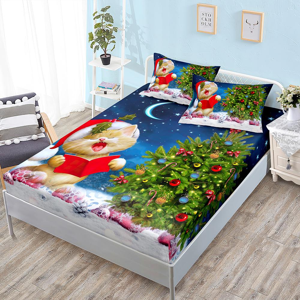 Christmas Snowman Holiday Kit Three-Piece Mattress Mattress Mattress Protective Cover