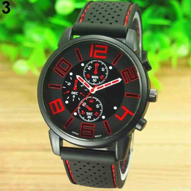 Casual Quartz Analog Silicone Stainless Steel Dial Sports WristWatch