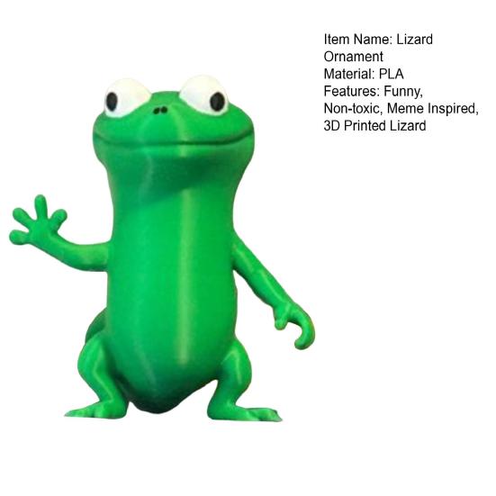 Funny Meme Lizard Figurine 3D Printed Lizard Ornament Standing Cartoon Lizard Sculpture for Home Office Desk Decoration