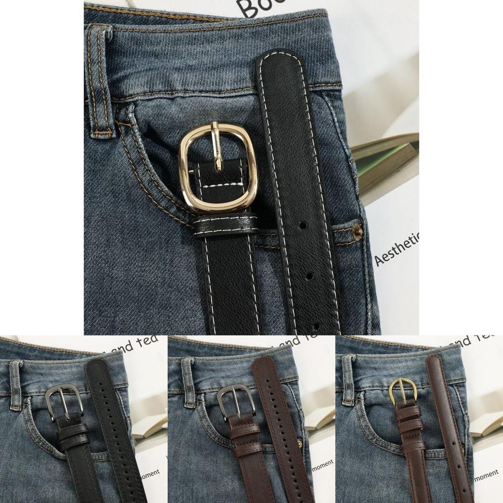 Elegant Full Womens Hole Pu Waist Belt With Stylish Square Buckle For Daily Wear