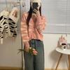 Cardigan Sweater 2023 Autumn Wave Stripe Sweater for Women Design Sense Knitted Cardigan Versatile and Lazy Sweater Female Coat