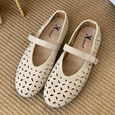 Fashion Summer New Breathable Flat Shoes 2025 Mary Janes Hollow Low Heels Single Shoes Elegant Versatile Trend Soft Soled Women Flats