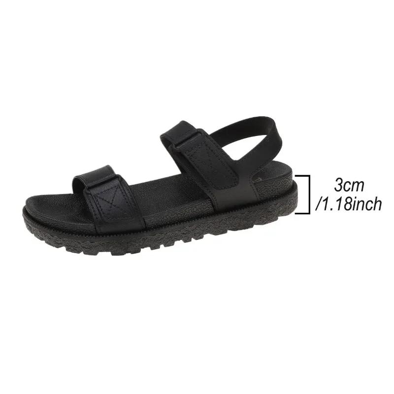 Fashion Women's Shoes 2024 Hot Sale Buckle Strap Women's Sandals Fashion Peep Toe Casual Sandals Women New Round Toe Flat Sandalszapatos