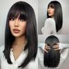 Long Black Wig for Women Black Wig with Bangs Long Straight Black Wig Synthetic