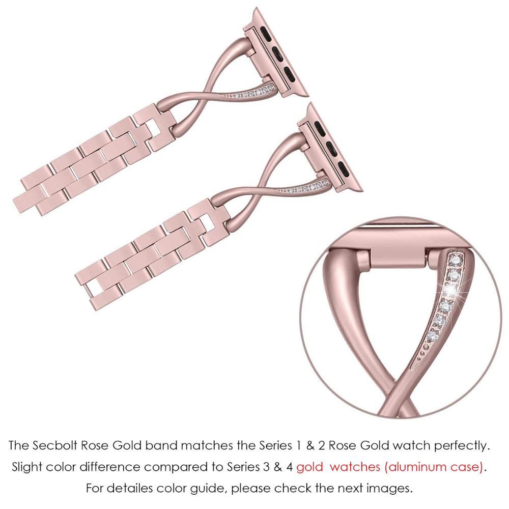 Cinturino in acciaio inossidabile per Apple watch band 40mm/44mm iWatch band 38mm/42mm Bracciale in metallo con diamanti Apple watch serie 6 5 4 3 se
