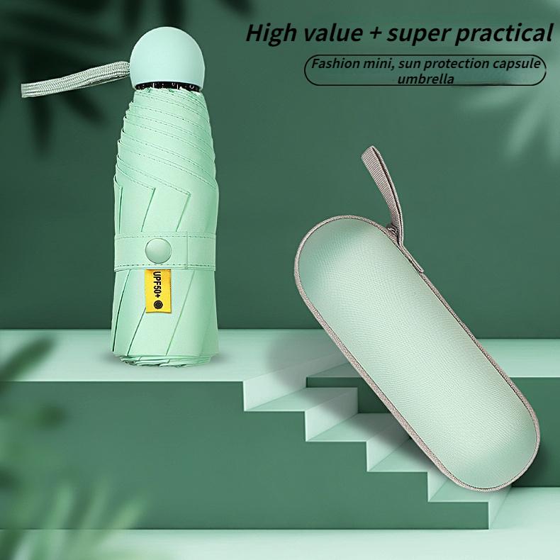 8-Ribs Mini Sun Umbrella Portable Pocket Capsule Umbrella Sun Protection UV Folding Umbrella Parasol with