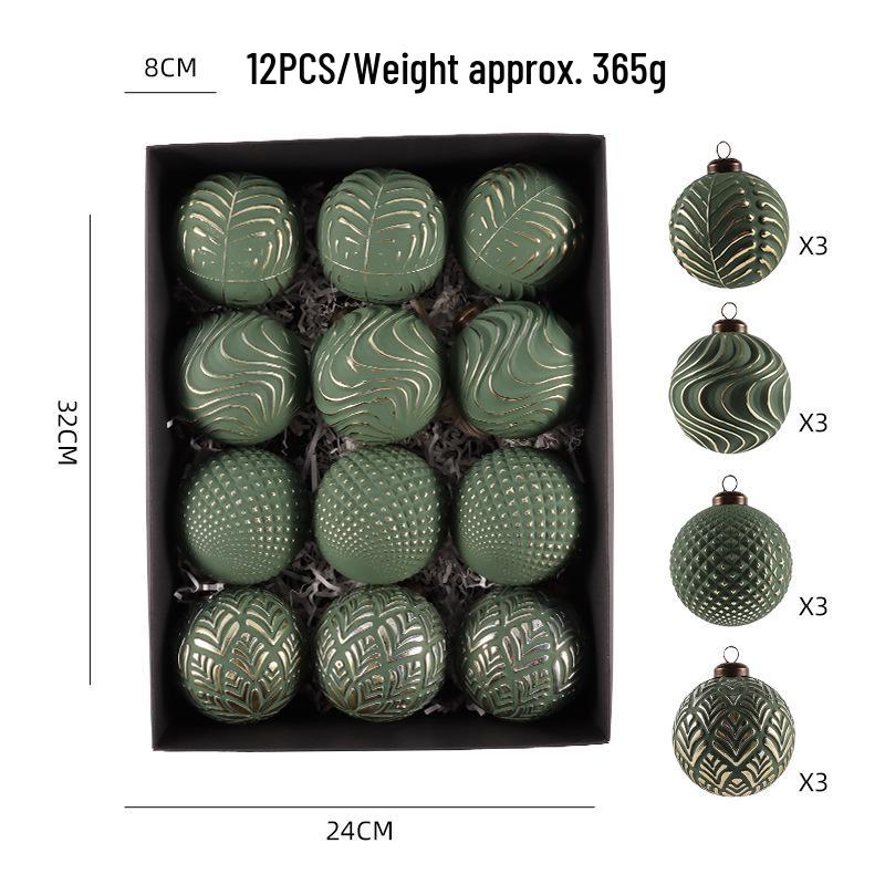 Retro 8cm Christmas Ball Set: 12 Decorative Ornaments for Festive Scenes and Tree Decoration