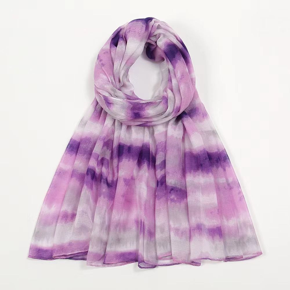 Eșarfă de protecție solară Eșarfă lungă versatilă Șal Gradient Stil subțire Primăvară și Toamnă Imprimeu Tie Dye