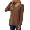 Women's Fashion Casual V-Neck Long Sleeve Color T-Shirt Comfortable Top