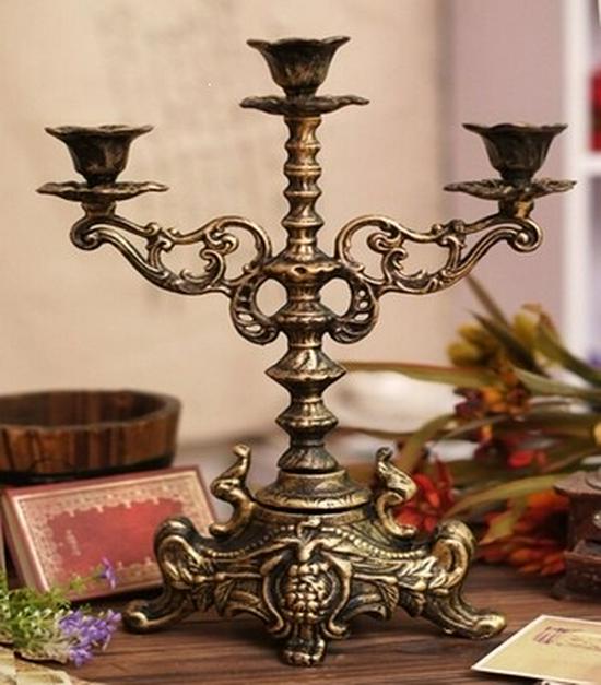 Cast Iron European-Style Carved Candle Holder for Home & Wedding Decor