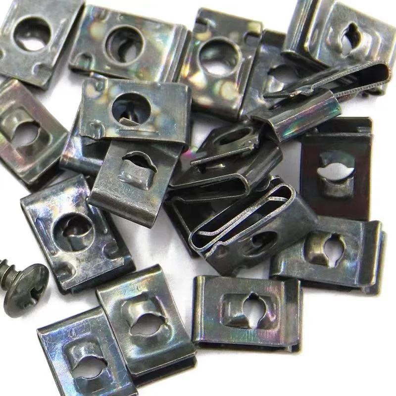 10/200 Stück Auto Metallschraubklammern Set U-Typ Befestigungsklammer mit Schraube Rostschutz Kotflügel Stoßstange Schutzschnalle Blechschraube