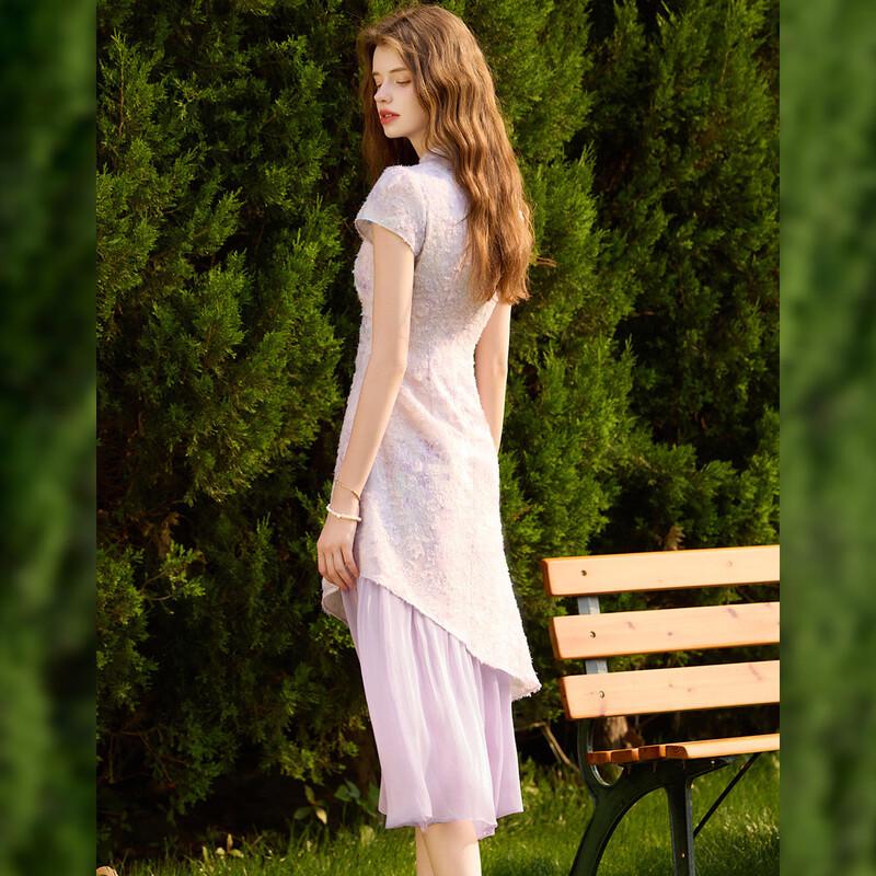 Bailuyu Elegant Jacquard Stand Collar Dress