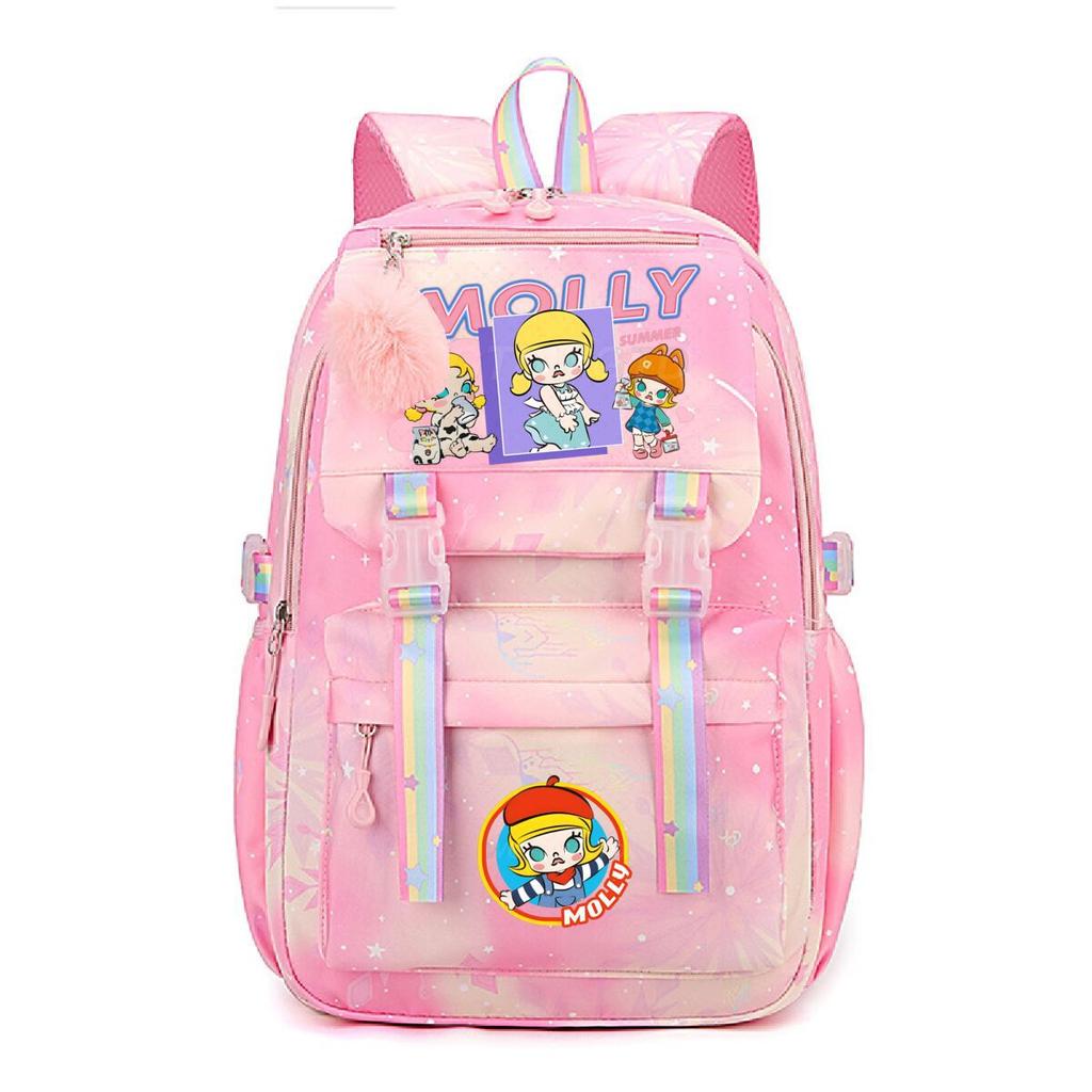 Nova mochila pequena e fofa com estampa de desenho animado da Molly, fresca, de grande capacidade, bolsa escolar