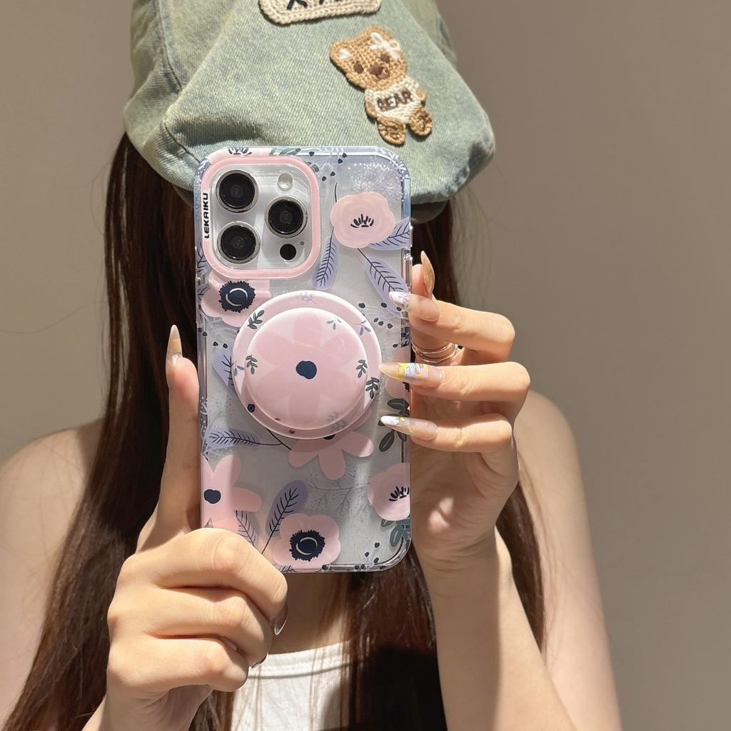 ins Korean cartoon animal suitable for Apple 16promax mobile phone case iPhone15 magnetic suction bracket 14P new