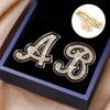 Fashion Women Rhinestone Brooch A-Z English Letter Metal Corsage Pins Crystal Alphabet Jewelry Shirt Clothes Accessories Gift