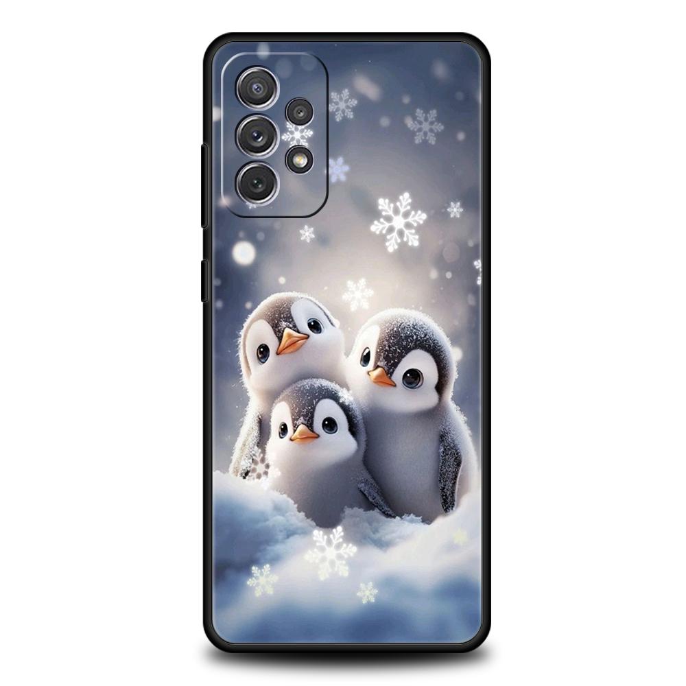 

Чехол для телефона Samsung Galaxy A55 A53 A52 A52S A51 A41 A35 A32 A25 A23 A15 A13 A71 A72 Мягкий ТПУ Корпус Роскошный Пухлые Пингвины Искусство Samsung A25