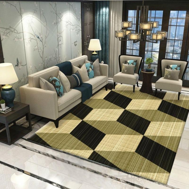 Moderner minimalistischer Raster Wohnzimmer Couchtisch Matte Mode Ins Stil Haushalt Große Fläche Geometrischer Teppich Schlafzimmer Bettvorleger