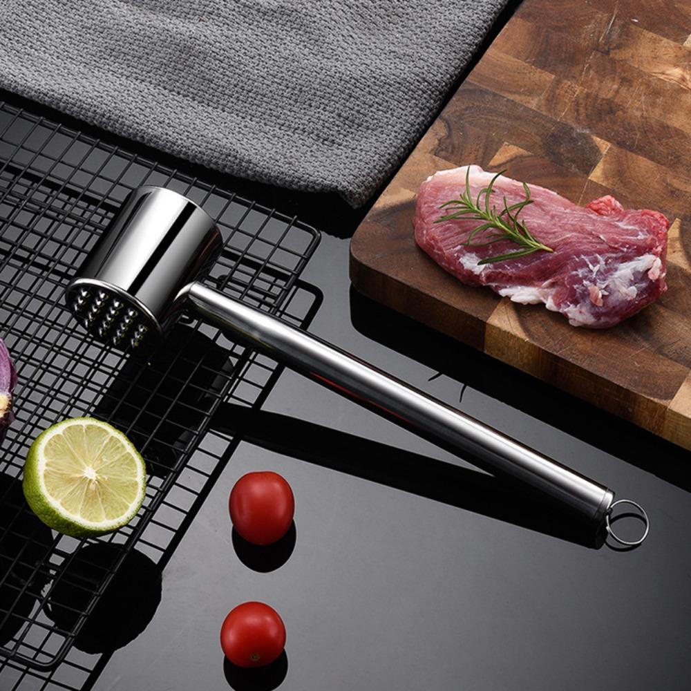 Double-side Meat Hammer Stainless Steel Steak Mallet Kitchen Beef Hitting Tool Meat Preparation