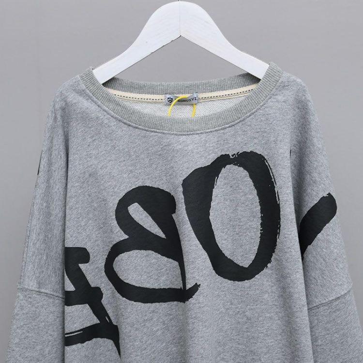 Oversized Pullover Sweatshirt met Lange Mouwen voor Dames Katoen Losse Jumpers Top Nep Twee Delen Ontwerp